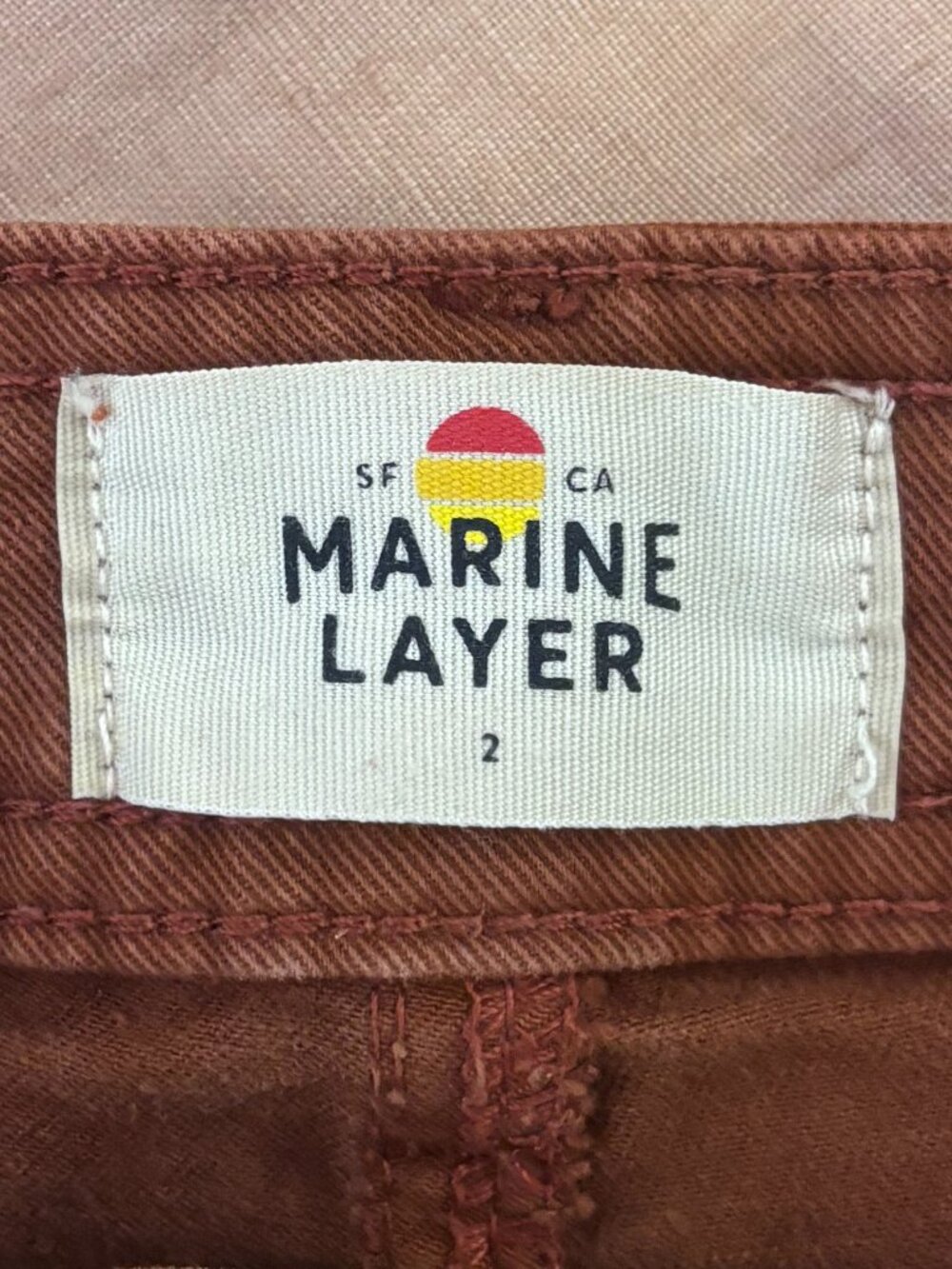 Marine Layer Bridget Full Length Flare Pant, Rust Brown, Size 2 - Picture 7 of 8